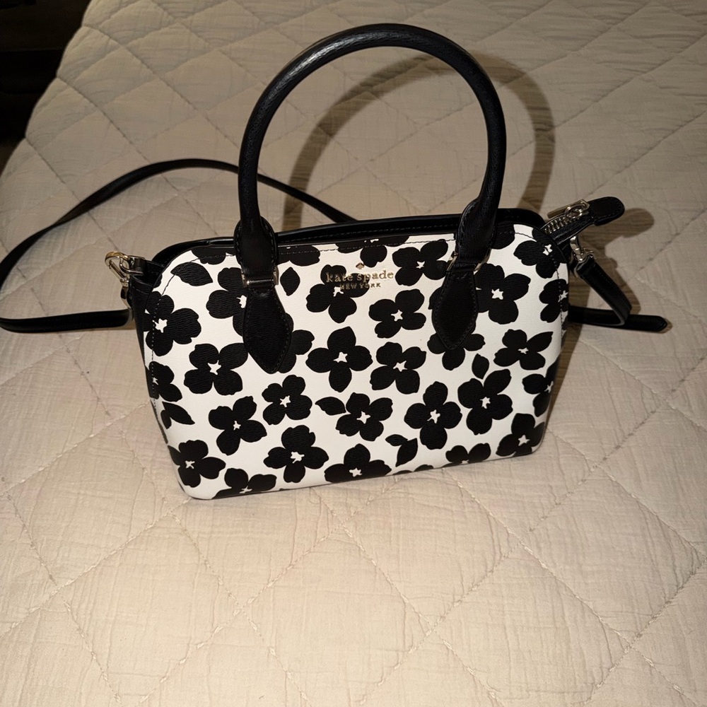 Kate Spade Black and White Floral Crossbody Bag